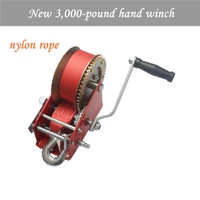 new 3000 pound hand winch manual winch spray moulded red coloured galvanized nylon rope winch