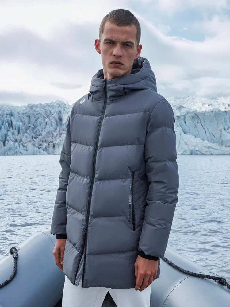 Мужская куртка на утином пуху BOSIDENG зимняя ветрозащитная теплая средней длины с