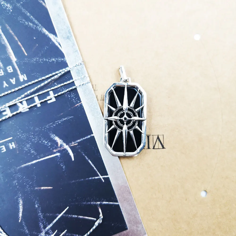 Pendant Compass Star Black Dog Tag 925 Sterling Silver 2020 New Fine Jewelry Street Style Chill Cool Gift For Men &amp Women | Украшения и