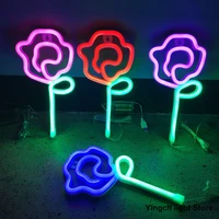 rose sign neon light led flower figure modeing lamp nightlight wall art pendant ornaments decor room shop confession holiday