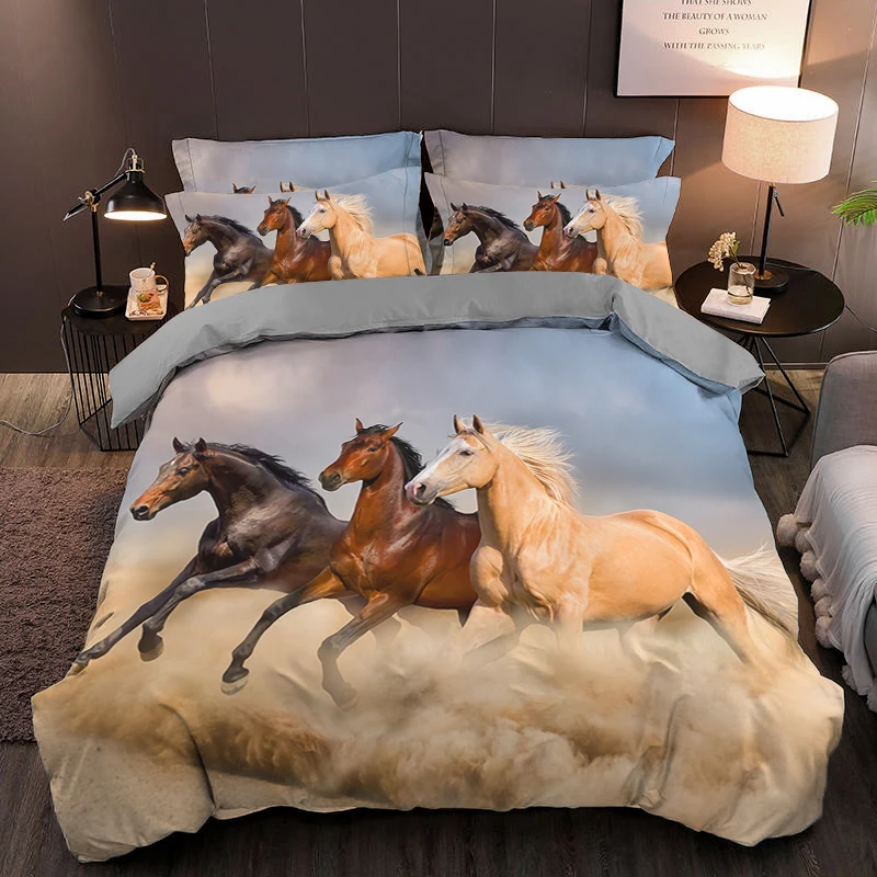 

Luxury 3D Bedding set Europe Queen King Double Duvet cover set Bed linen Comfortable Blanket/Quilt cover Bed Set animal horse