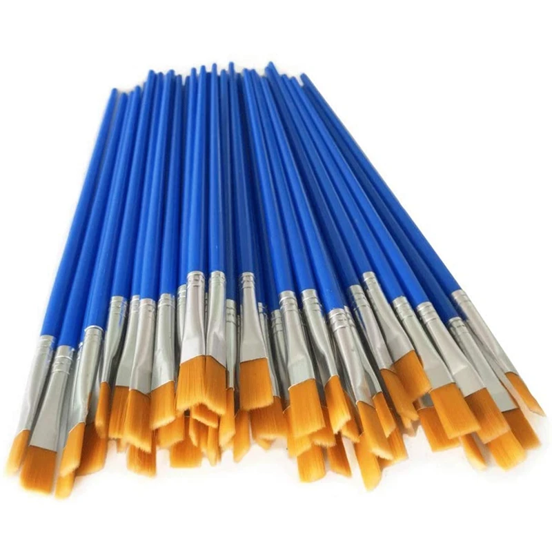 

100 шт. плоский набор кистей для рисования для детей набор нейлоновых волосяных акриловые небольшые масленые и Акварельная картины художник...