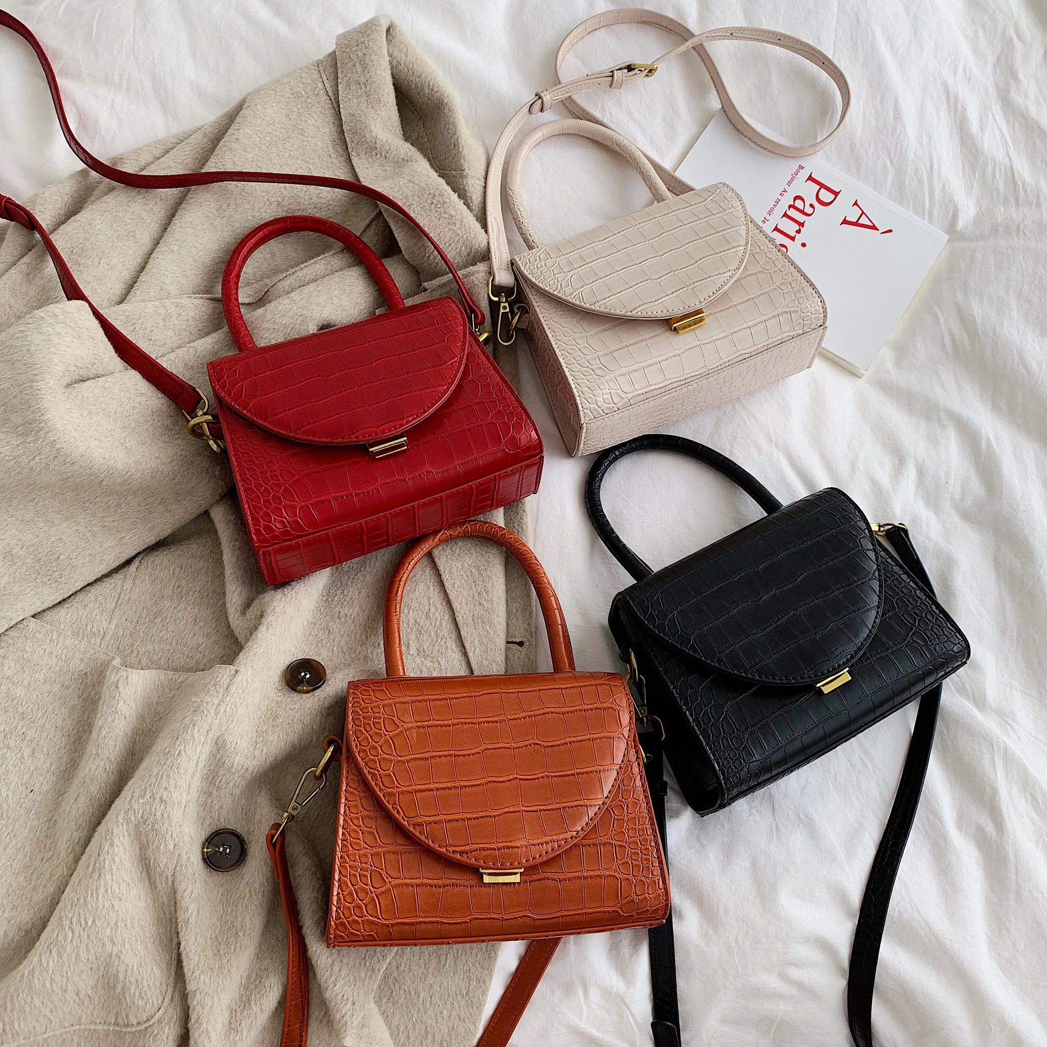 

Stone Pattern Small Casual Tote PU Leather Crossbody Bags For Women 2020 Shoulder Messenger Bag Designer Chic Lady Handbags