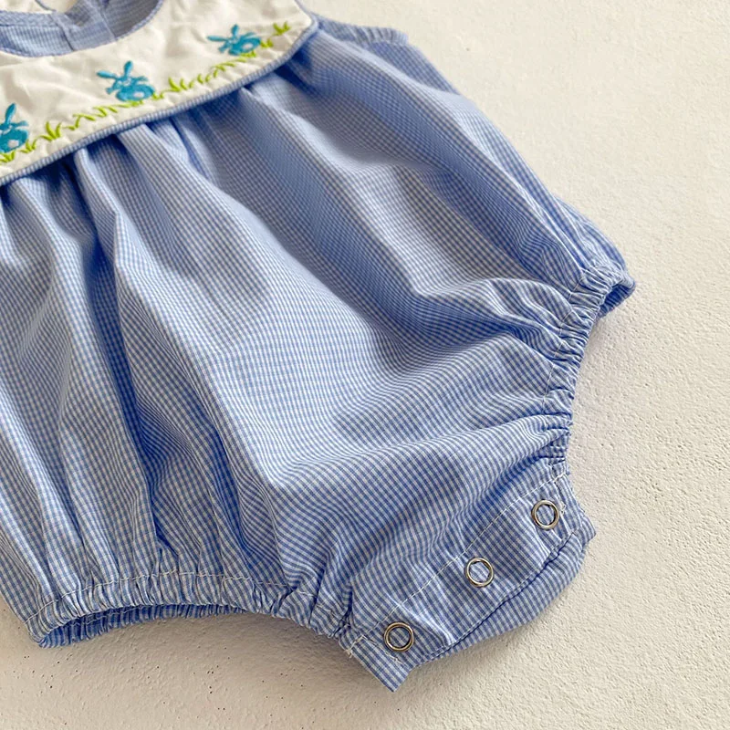 

MILANCEL 2021 Summer New Baby Bodysuit Embroidery Cotton Infant Jumpsuit Sleeveless Casual Toddle Clothes