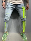 Новые мужские рваные джинсы, мужские облегающие брюки-карандаш в стиле хип-хоп с боковой полосой, эластичные джогги в стиле панк, 2021
