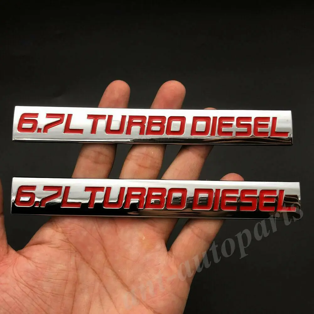 

2pcs Metal Chrome 6.7L Turbo Diesel Engine Car Emblem Badge Decals Sticker V8