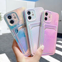 luxury laser phone case for iphone 12 pro max 12pro xr x s max 7 8 pluse se case soft card holder cover for iphone 11 pro max