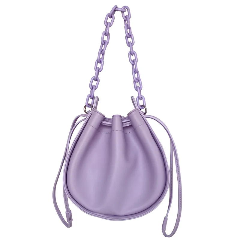 

Bags women's bags 2020 new chain one shoulder diagonal bag fashion solid color PU bucket bag trend large clutch bag