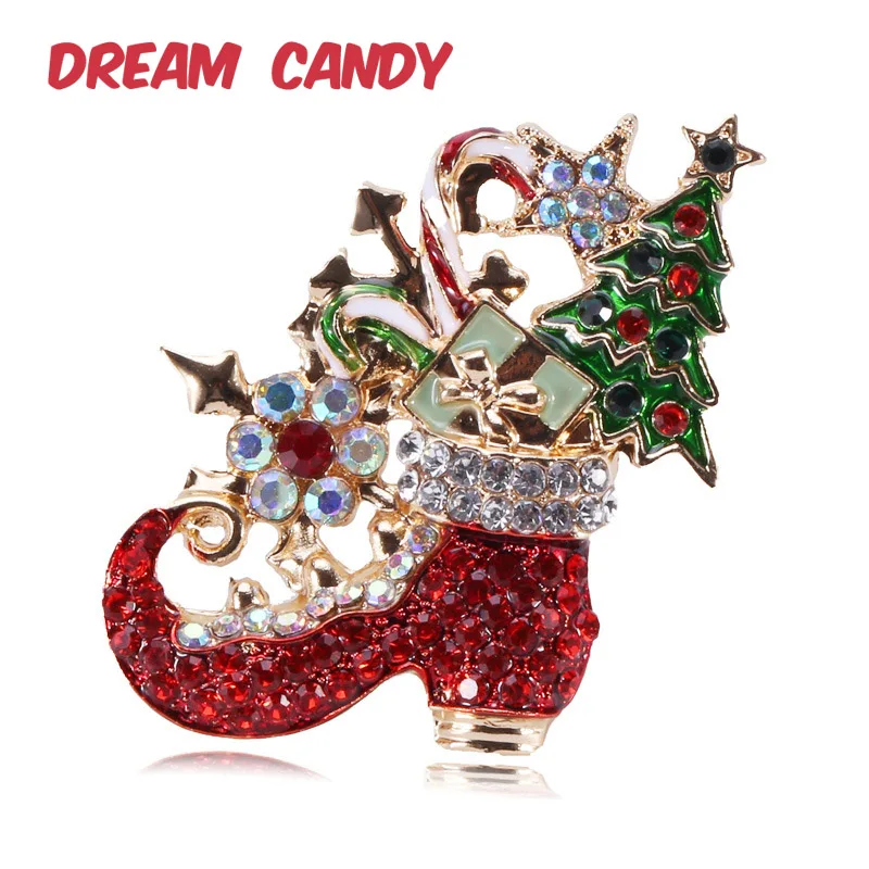 Фантазийные разноцветной эмалью рождественские сапоги Броши для женщин модные
