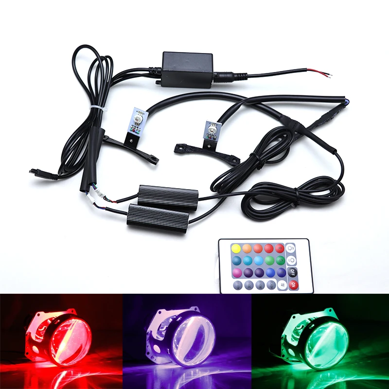Многоцветный RGB Demon Eye светодиодный devil eyes с беспроводным пультом дистанционного управления для автомобиля мотоцикла фары проектор модифицированный