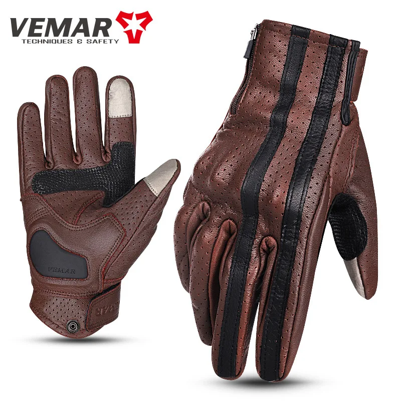 

Кожаные Мотоциклетные Перчатки Vemar, защитные перчатки для езды на мотоцикле и велосипеде, с закрытыми пальцами, для сенсорных экранов