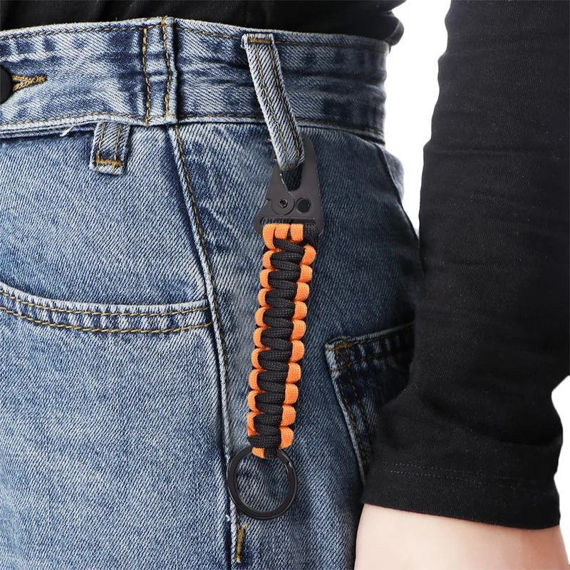 

Keychain Ring Camping Carabiner Military Paracord Cord Rope Camping Survival Kit Knot Bottle Opener Tools Outdoor Sport Climbing