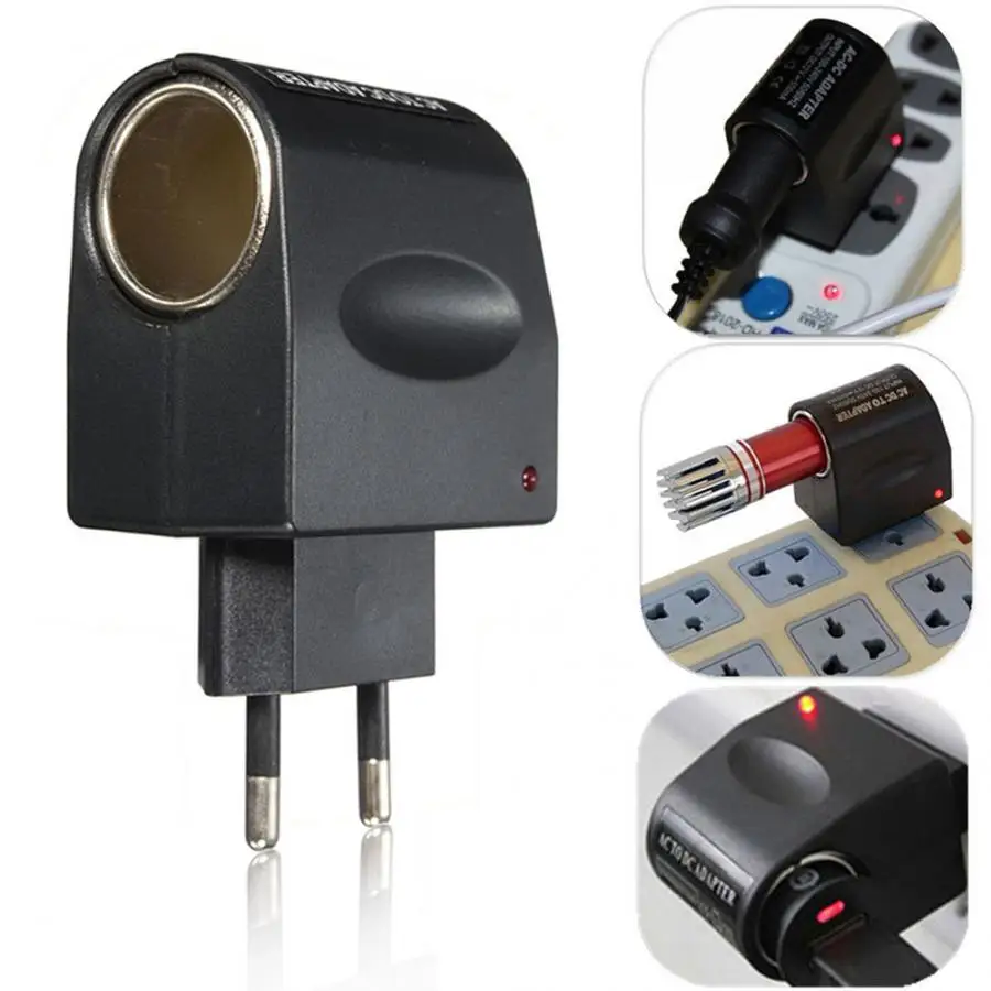 

90-240V AC to 12V DC Car Cigarette Lighter Adapter Converter EU Plug