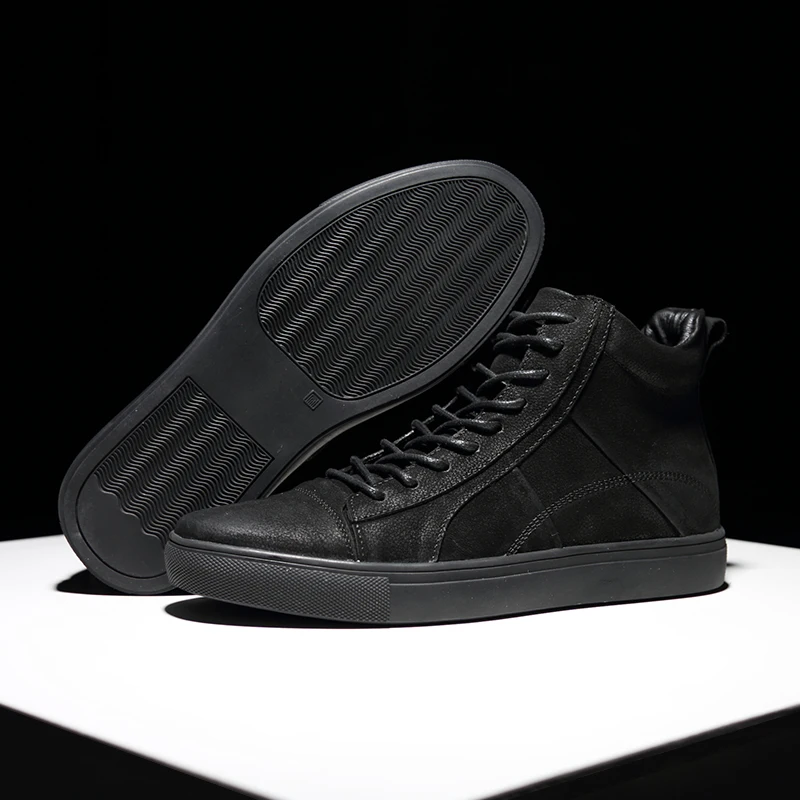 Online Tinggi Atas Pria Sepatu Pria Sepatu Kasual Asli Kulit Asli Sepatu Bot Musim Dingin Untuk Pria Sport Sneaker Mewah Flat Ankle Boots Pria Sepatu