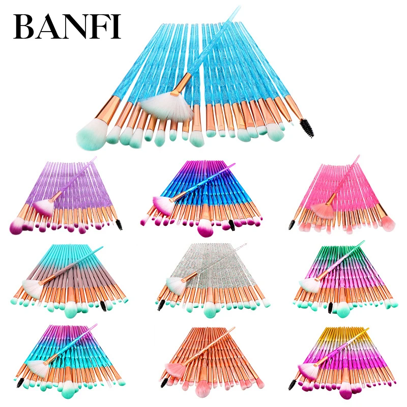 

20PCs Diamond Makeup Brushes Set For Eye Shadow Powder Foundation Lip Professional Make-up Tools Cosmetic Beauty Make Up Brush