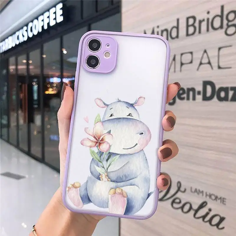 

Cute Hippo hippopotamus cartoon Phone Case matte transparent For iphone 7 8 11 12 plus mini x xs xr pro max cover
