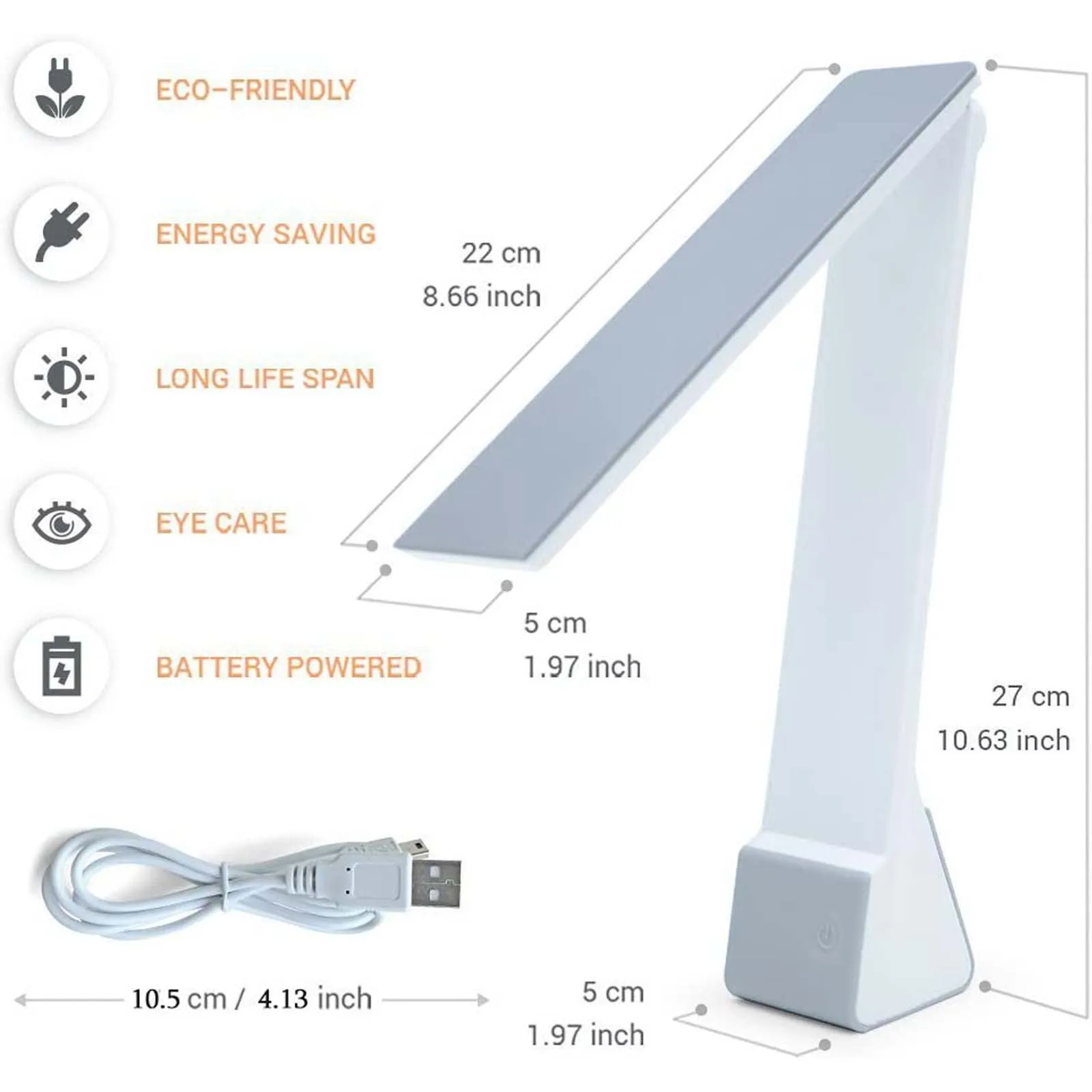 

40# Stepless Dimmable Desk Reading Light Foldable Rotatable Touch Switch Led Table Lamp Usb Charger Rechargeable Night Lamp
