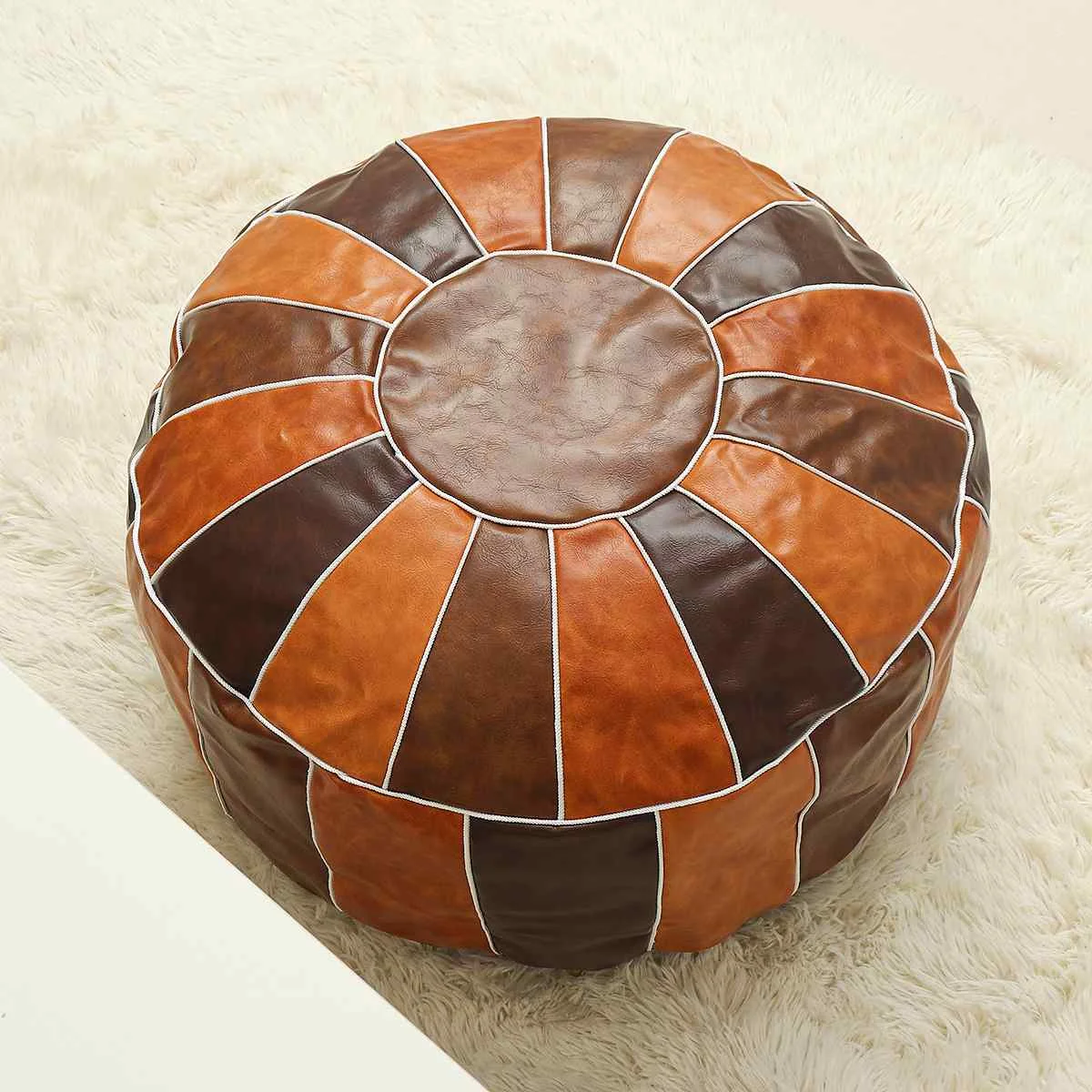 

Round PU Cushion Cover Throw Pillow Tatami Seat Cover Chair Sofa Couch Floor Seat Cover 55x30cm Home Living Room Decoration
