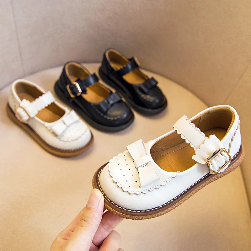 

Girl Genuine Leather Shoes Casual Kids Sneakers Soft Bottom Toddler Shoes Autumn Fashion Solid Color Baby Loafers