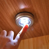 3 led battery powered wireless night light stick tap touch push security closet cabinet kitchen wall lamp