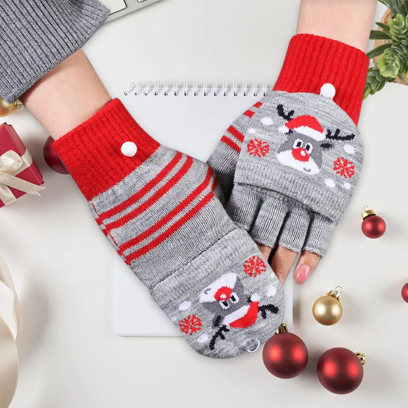 

2021 Ladies Gloves Christmas Winter Warmth Thickening Adult Five-finger Cycling Knitted Gloves Comfy High Quality Holiday Gloves