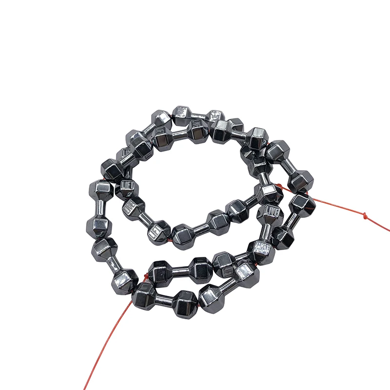 

Natural Black Barbell Dumbbell Hematite Stone Loose Spacer Beads 6*15/8*20mm for Jewelry Bracelet Making DIY Accessories