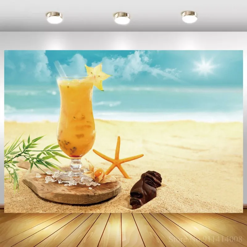 Летний тропический морской пляж песок Морская звезда ракушки коралловые пальмы