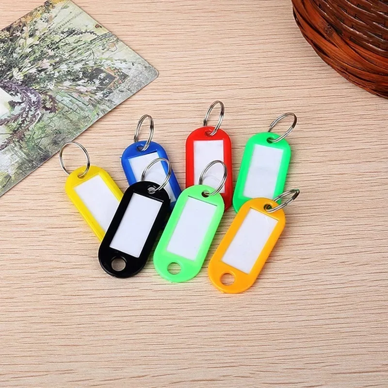 1Pcs Plastic Keychain Key Fobs Luggage ID Tags Labels Rings with Name Cards Multi-function Keyring Random Color | Дом и сад