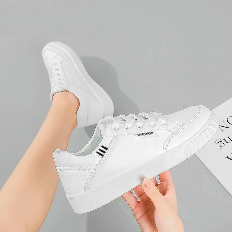 

White leather sneakers girls vulcanized shoes summer 2021 fashion sneakers women platform shoes
