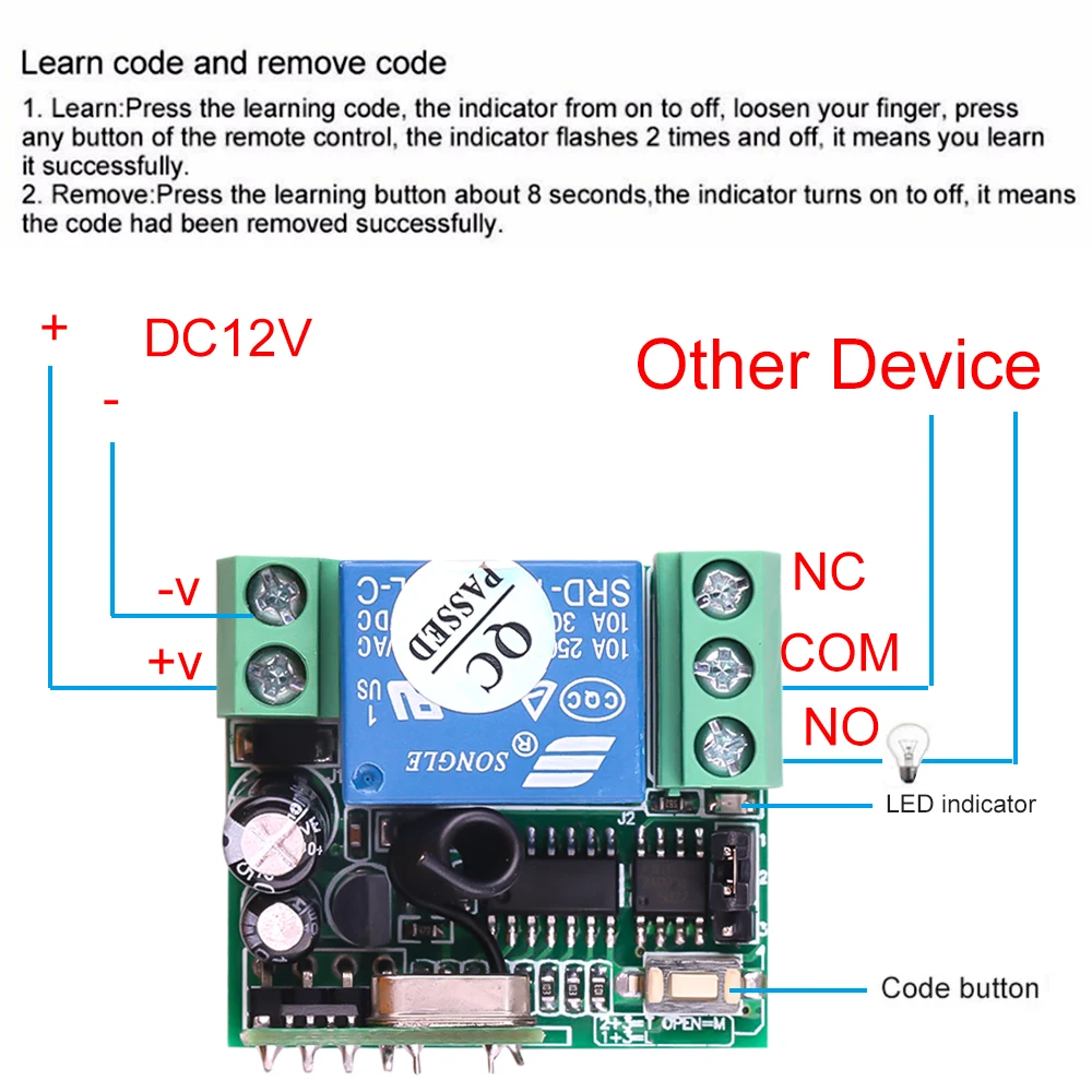kebidu mini 433mhz DC12V 10A remote control Universal Wireless Remote Control Switch Telecomando Transmitter with Receiver | Электроника