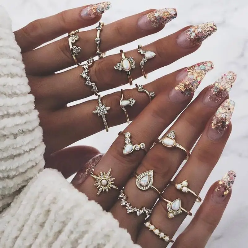 16 шт./компл. новая дамская мода Octagon звезда падает с геометрическим принтом корона