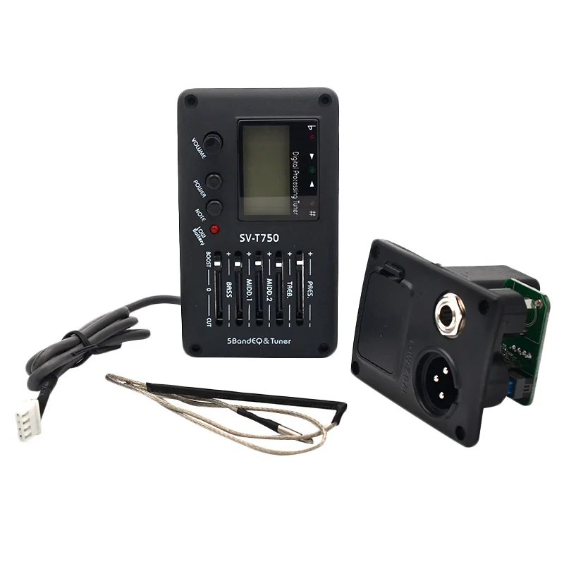 

SV-T750 5 Band EQ Equalizer With Tuner Guitar Pickup Acoustic Guitar Bass EQ Preamp With Digital Proceeding Tuner