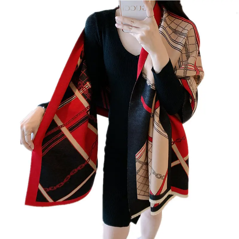 

New 2020 Brand Thick Cashmere Women Scarf Winter Warm Pashmina Lady Shawls Wraps Print Horse Blanket Scarves Female Echarpe
