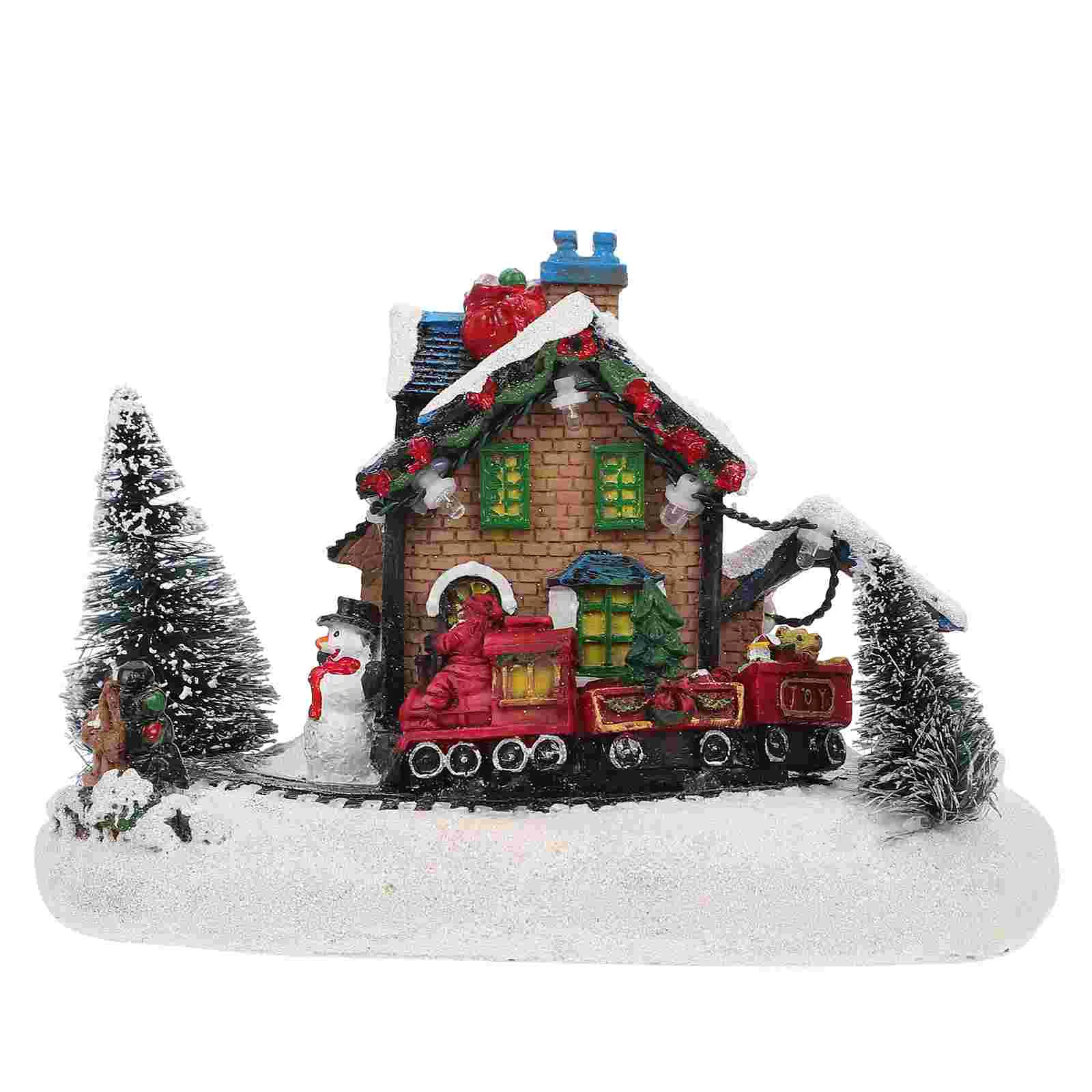 

1Pc Christmas Mini Luminous House Mini Landscape Decor Micro Resin House Decor