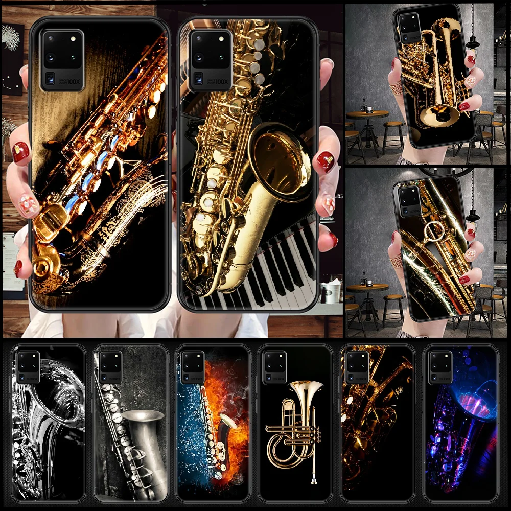 Чехол для телефона Music jazz Samsung Galaxy Note 4 8 9 10 20 S8 S9 S10 S10E S20 Plus UITRA Ультрачерный бампер