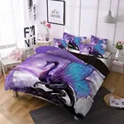 Набор постельных принадлежностей Fly Dragon с 3d принтом животных, пододеяльник, наволочка, один двойной полный Королевский детский набор пододеяльников, фиолетовый, черный