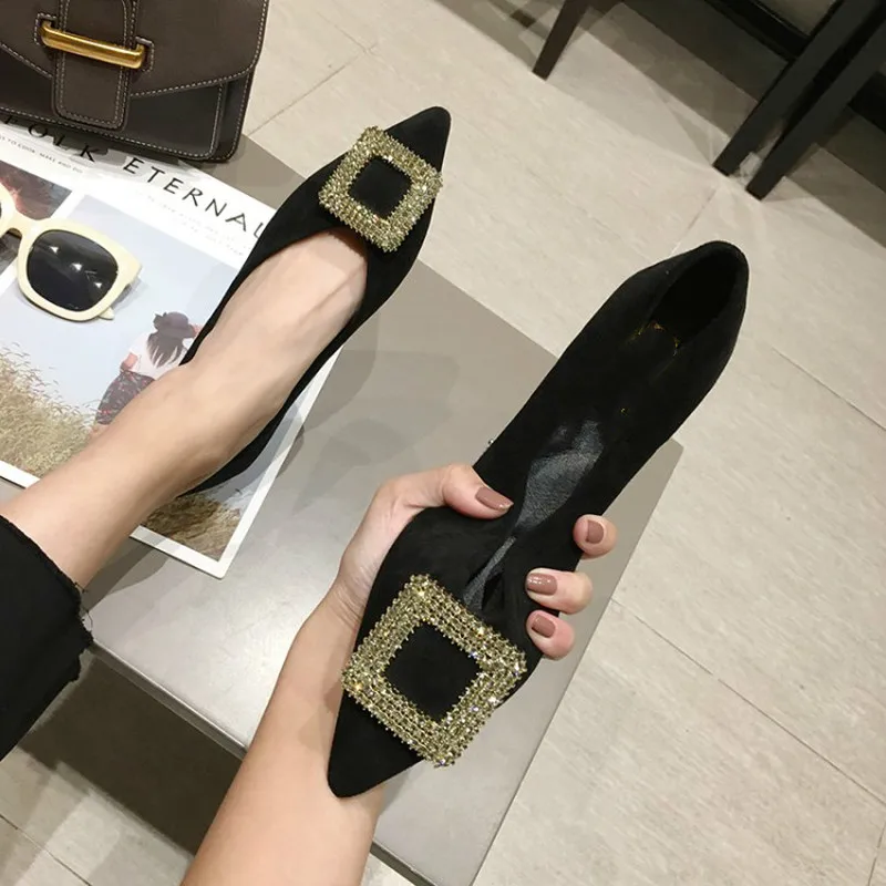 2019 туфли на плоской подошве Женская обувь с острым носком Повседневная
