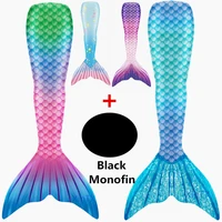 new2020 little mermaid tails with black monofin swimwear for kids adults summer dress swimmable suit mermaid costume