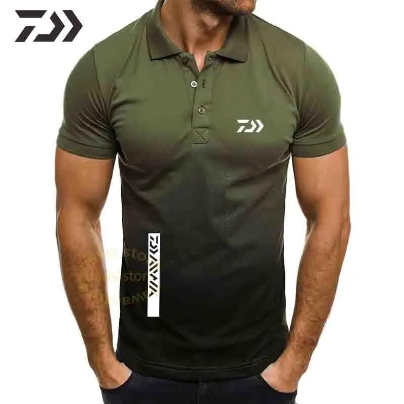 

Daiwa Fishing t Shirt Men Polo Breathable Fishing Clothes Anti-Sweat Quick Dry Outdoor Fishing Clothing Patchwork Fishing Shirt