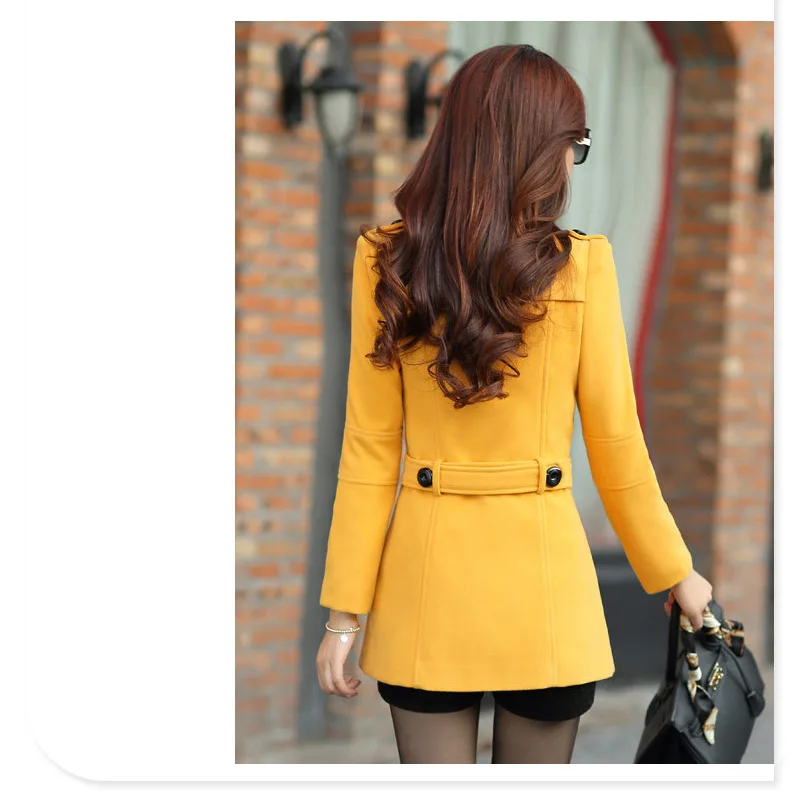 

Woolen Long Casual Winter Fashion Coats Slim Long Solid Wool Coat and Jacket Warm Double Breasted Ladies Coats