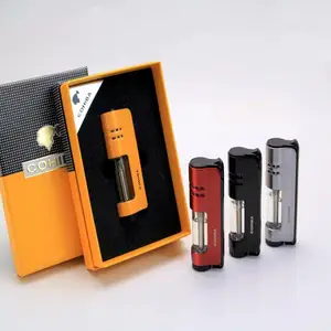 cohiba windproof powerful triple torch lighter bbq jet gas cigar lighter turbo metal kitchen cigar spray gun outdoor gadgets man free global shipping