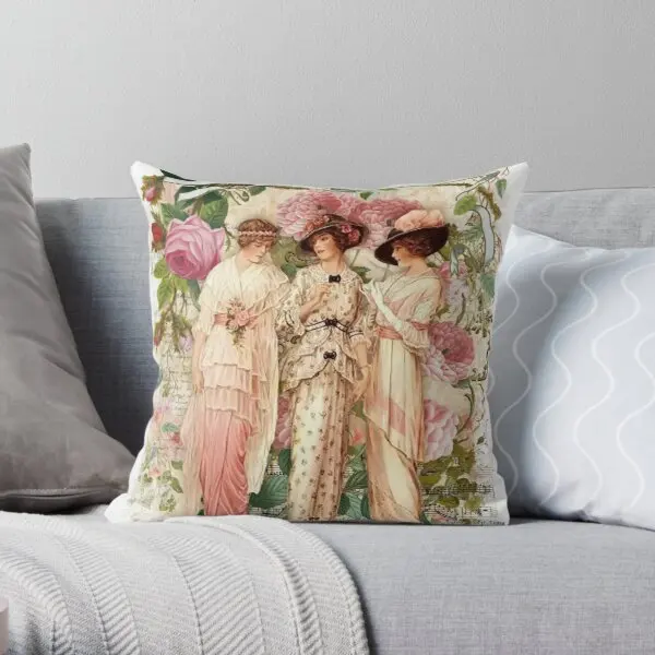 

Victorian Ladies Vintage Print Shabby Printing Throw Pillow Cover Throw Anime Fashion Comfort Case Hotel Pillows not include