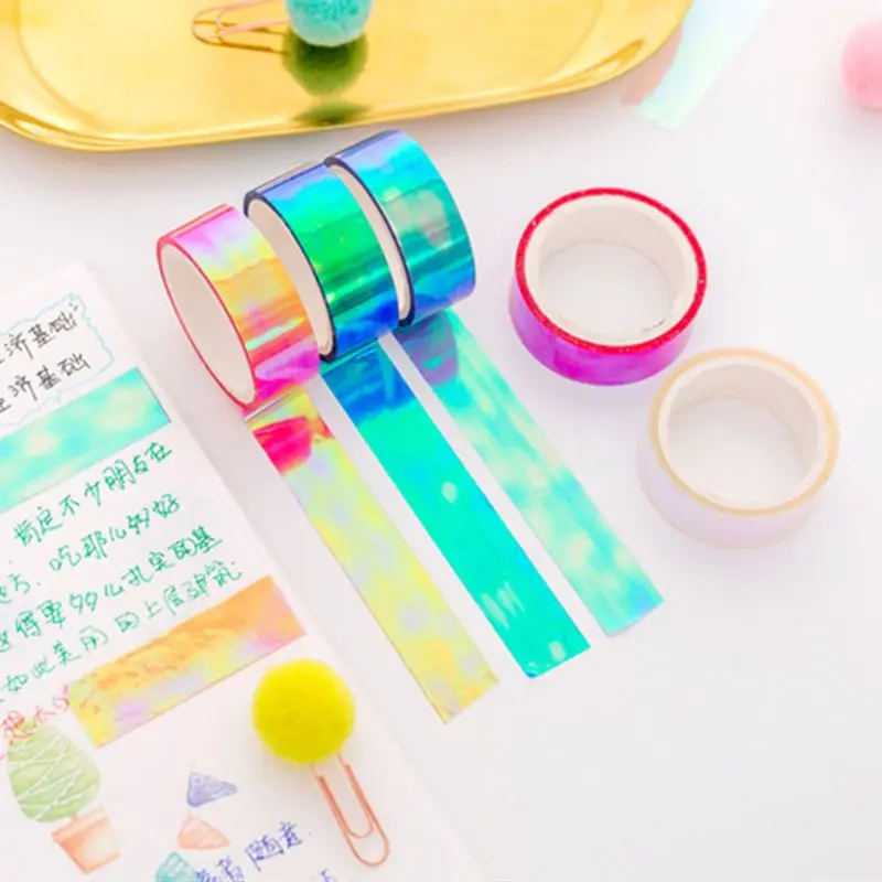 

Glitter Rainbow Washi Tape Stationery Scrapbooking Decorative Adhesive Tapes DIY Masking Tape B36C