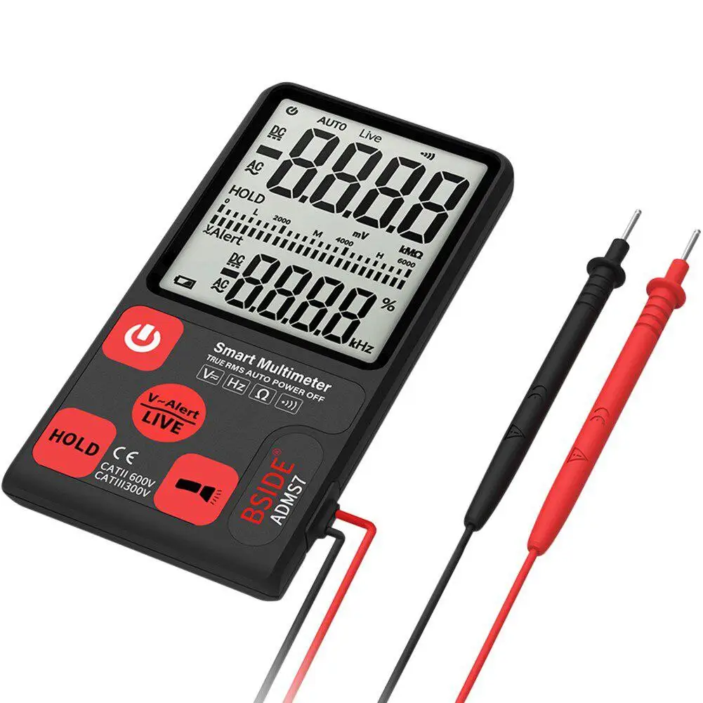 BSIDE ADMS7 Portable Digital Multimeter Large 3.5&quot LCD 3-Line Display Voltmeter With Voltage NCV Resistance Ohm Hz Tester |