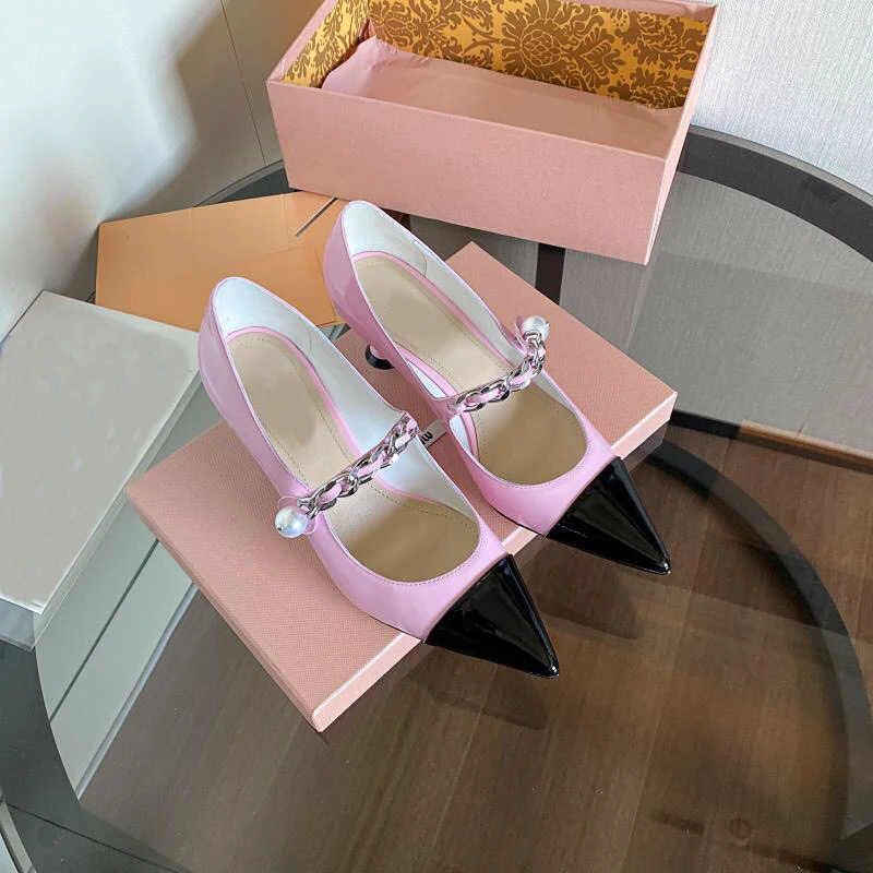 

prowow Spring Autumn Women Shoes Shallow Mouth Pumps Lady Sexy Metal Chain High Heels Plus Size 34-40 Girl Shoes