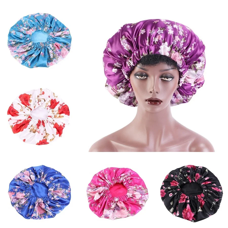 

Шапка женская с атласной подкладкой, модный головной убор с принтом для сна, мягкая, большого размера, уход за волосами