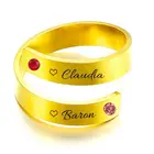 Пользовательское имя Камень Персонализированные Кольца для женщин из нержавеющей стали для пар с гравировкой табличка кольца, модные, подарок на день рождения