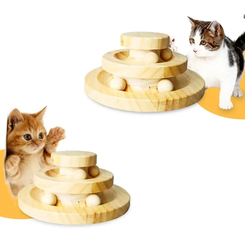 Деревянные игрушки для кошек Интерактивная игрушка трехслойная Поворотная
