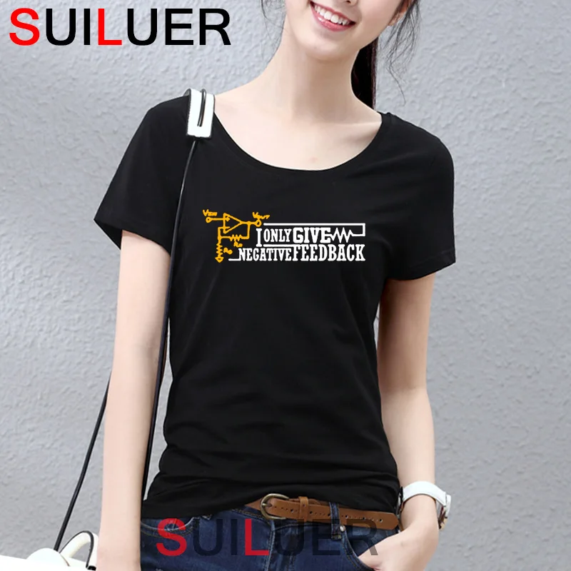 

New Eevblog Negative Feedback T- Black I Only Give Premium Tee T-Shirt Women Cotton Slim Fit Tops Free Shipping SL209-405