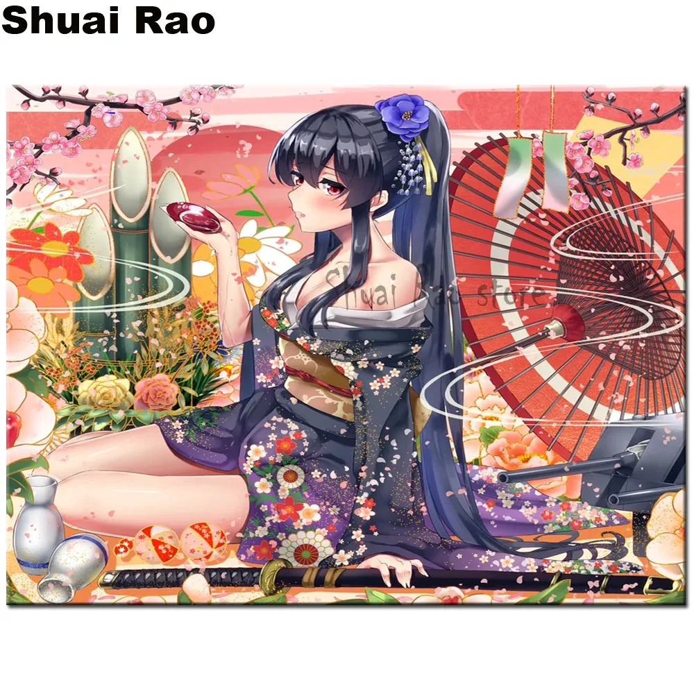 Алмазная картина квадратной формы японский самурай гейши 5D мозаика для